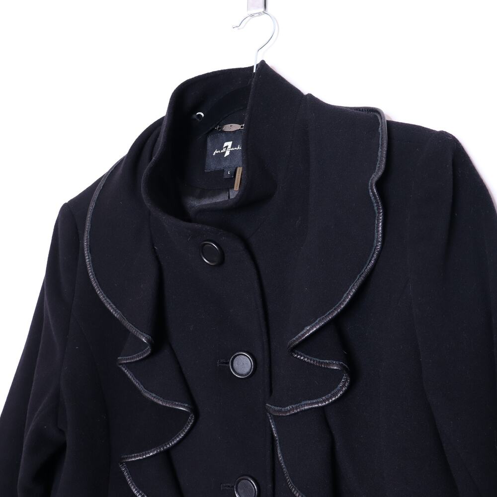 7 For All Mankind Black Women's Wool Coat - Picture 3 of 11